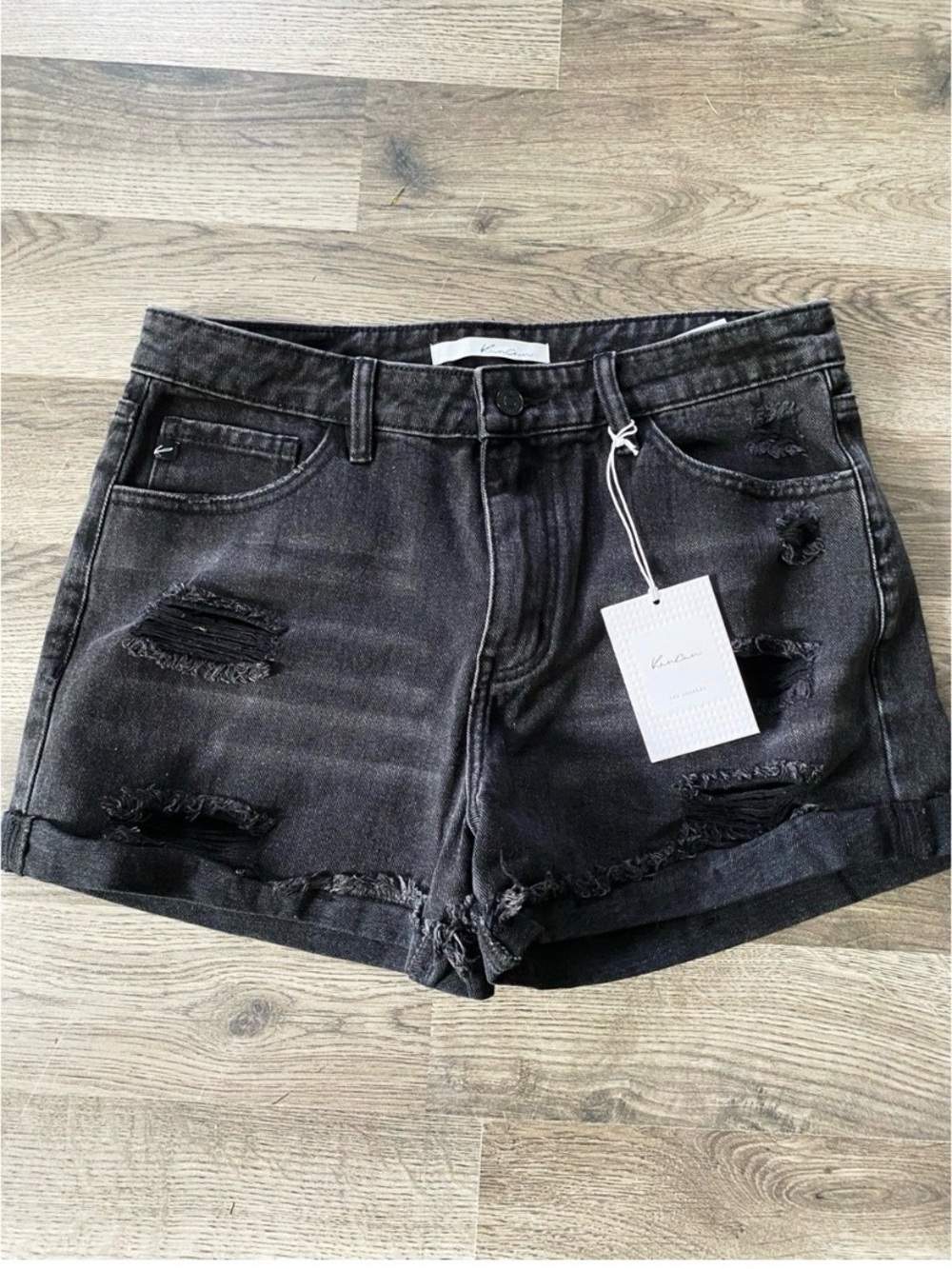 KANCAN Black Ripped Jean Shorts - Picture 3 of 5